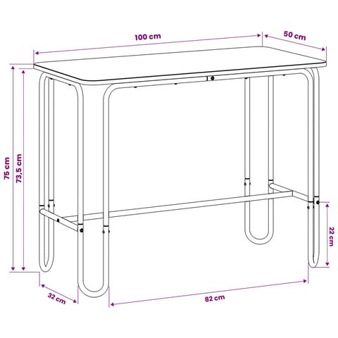 Tavolo da pranzo 100 x 50 x 75 cm Legno ingegnerizzato - Foto 7