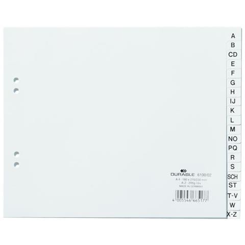 Divisorio Alfabetico 20 Tasti Fori 60/80mm Ppl A4 Vert. Tedesco Bianco - Foto 1