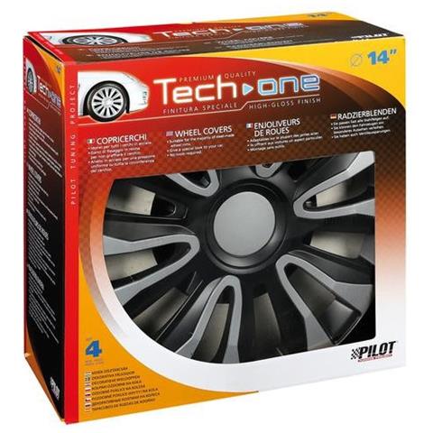 Copricerchi Auto Universali 14 Pollici Tech-one Avalone Silver Black 31621 - Foto 2