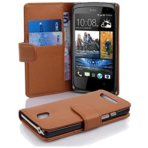 Cadorabo Custodia Compatibile Con Htc Desire 500 In Marrone Cioccolata - Coperchio Protettivo In Ecopelle Testurizzata E Tasca Per Carte Di Credito - Foto 2