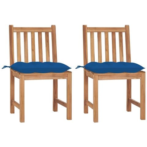 Sedie Da Giardino 2 Pz Con Cuscini In Legno Massello Di Teak - Foto 1