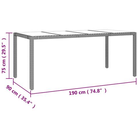 Tavolo Da Giardino Piano Vetro Beige Polyrattan Vetro Temperato - Foto 5