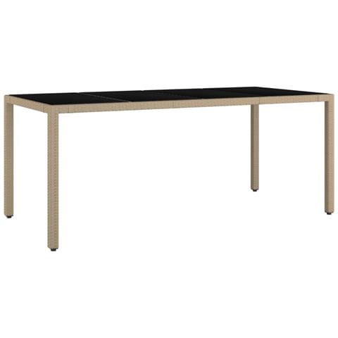 Tavolo Da Giardino Piano Vetro Beige Polyrattan Vetro Temperato - Foto 1