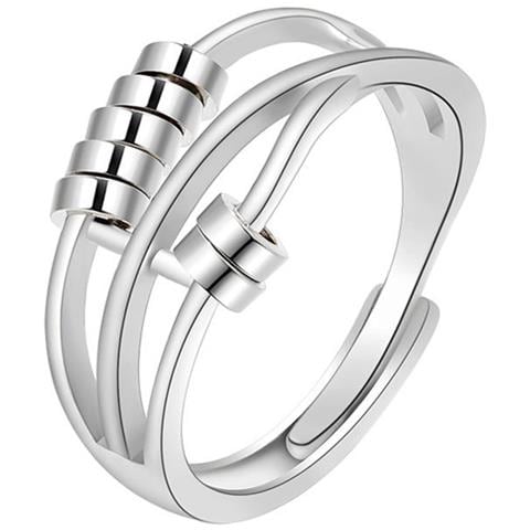 Anello Antistress Regolabile Con Anellini Girevoli Silver - Foto 1