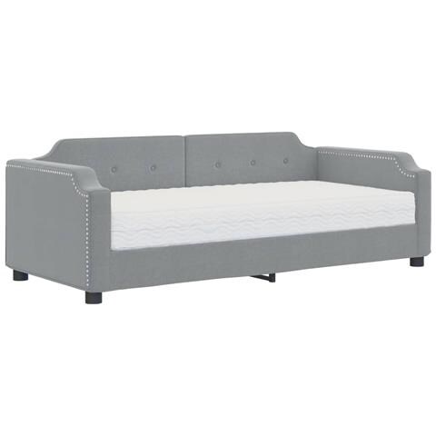 Divano Letto con Materasso Grigio Chiaro 80x200 cm in Tessuto - Foto 1