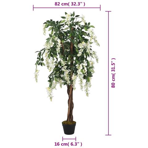Glicine Artificiale 560 Foglie 80 Cm Verde E Bianco - Foto 8