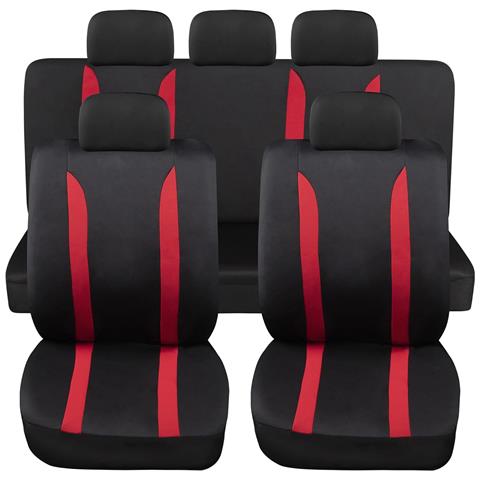 Coprisedili Auto Universali Modello Ls09, Set Anteriori E Posteriori, Tessuto Poliestere, Colore Rosso - Foto 1