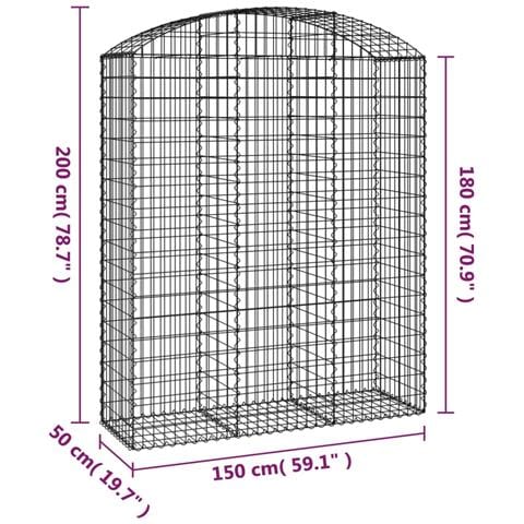 Cesto Gabbione Ad Arco 150x50x180/200 Cm Ferro Zincato - Foto 4