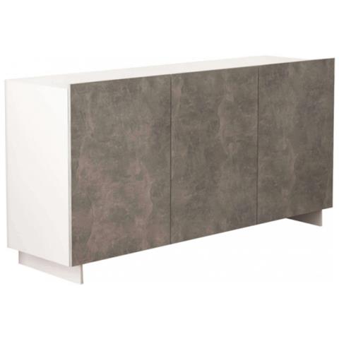 Credenza Carlile Bianco E Grigio Effetto Cemento - Foto 1