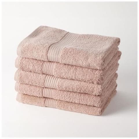 Set Di Asciugamani 100 % Cotone 70 X 130 Cm Rosa (5 Unità) - Foto 1