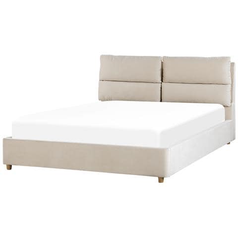 Letto Matrimoniale Con Contenitore Velluto Beige 160 X 200 Cm Batilly - Foto 2
