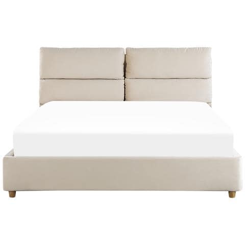 Letto Matrimoniale Con Contenitore Velluto Beige 160 X 200 Cm Batilly - Foto 7