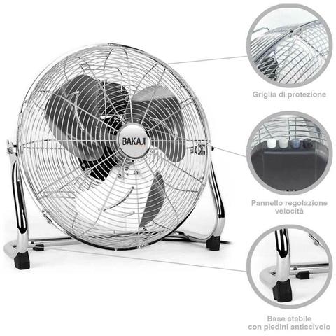 Ventilatore Da Terra Acciaio 90 W Pale Alluminio 45 Cm 3 Velocita Oscillante - Foto 2