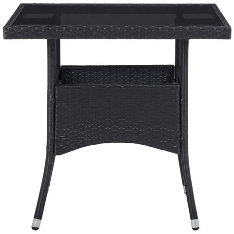 Set Da Pranzo Per Giardino 5 Pz Polyrattan Vetro Temperato Nero - Foto 2