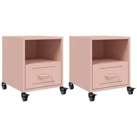 Comodini 2 pz Rosa 36x39x43,5 cm in Acciaio - Foto 1