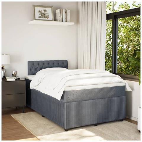 Giroletto A Molle Con Materasso Grigio Scuro 120x200 Cm Velluto - Foto 3