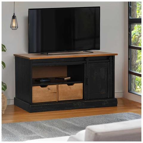 Mobile Porta Tv Halden Con Anta Scorrevole Nero 110x40x60 Cm - Foto 1