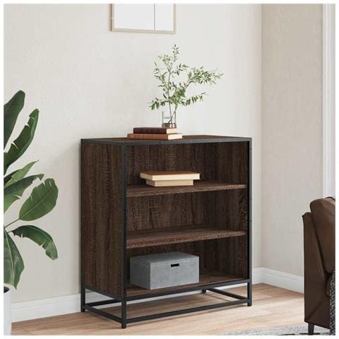 Credenza Rovere Marrone 68x35x76 Cm In Truciolato E Metallo - Foto 3