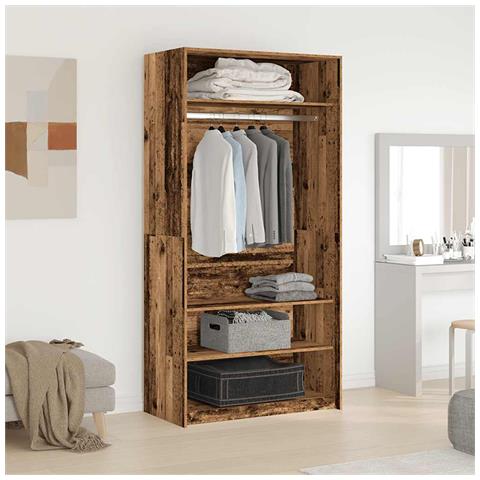 Armadio Legno Antico 100x50x200 Cm In Legno Multistrato - Foto 3