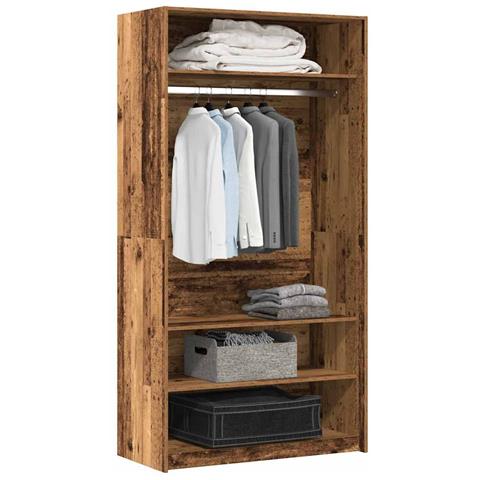 Armadio Legno Antico 100x50x200 Cm In Legno Multistrato - Foto 1