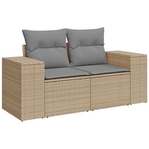 Set Divano Da Giardino 9 Pz Con Cuscini Beige In Polyrattan - Foto 3
