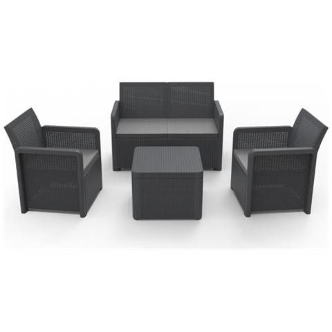 Nassau Mobili Da Giardino In Resina A 4 Posti Con Tavolino Grigio - Foto 1