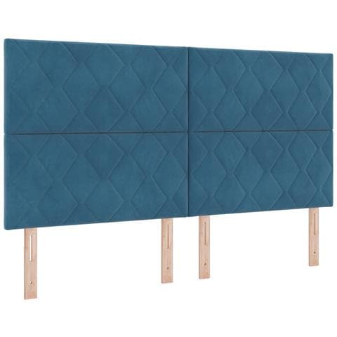 Testiera Design a Blocchi di Diamante Blu Scuro 180 cm Velluto - Foto 1