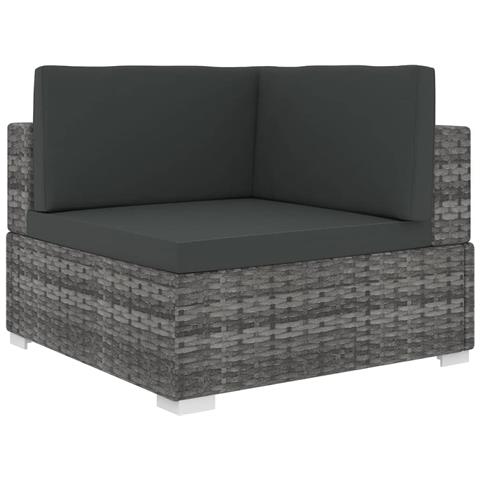 Lusso Casadino -  Poltrona Modulare Ad Angolo 1 Pz Con Cuscini Polyrattan Grigio - Foto 2