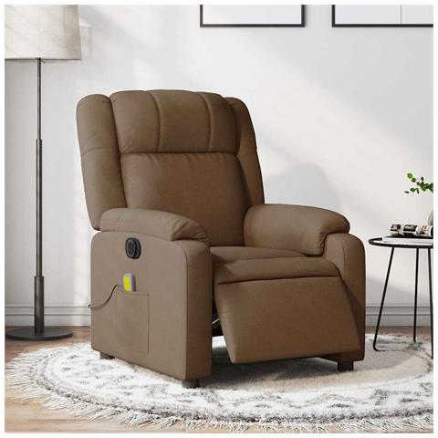 Poltrona Massaggiante Reclinabile Elettrica Marrone in Tessuto - Foto 2