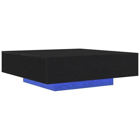 Tavolino da caffè con luci LED Rovere Nero 100x100x31 cm - Foto 1