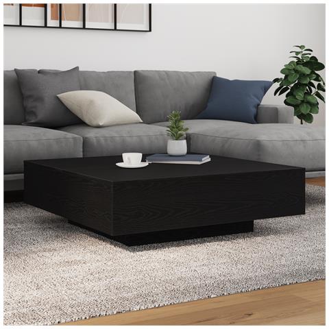 Tavolino da caffè con luci LED Rovere Nero 100x100x31 cm - Foto 2