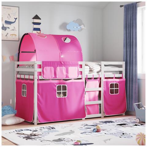 Letto a Castello senza Materasso Rosa 80x200 cm Legno di Pino - Foto 2