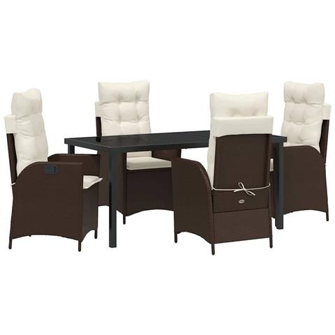 Set da Pranzo per Giardino 5 pcs Marrone polyrattan - Foto 1