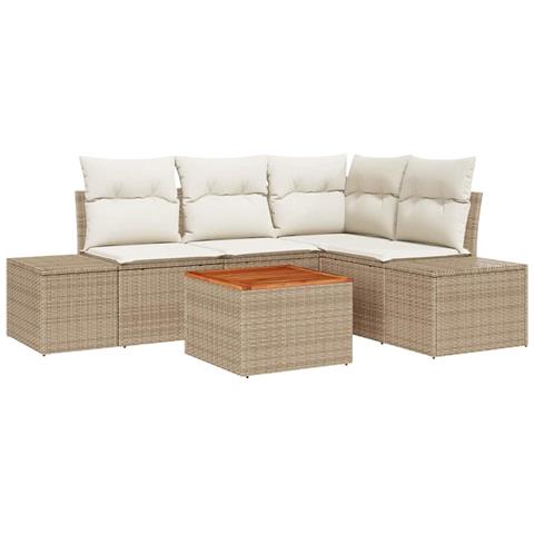 Set Divano da Giardino 5 pcs Beige e bianco - Foto 1
