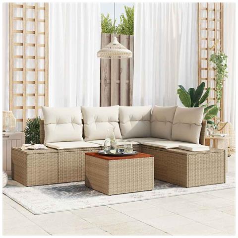 Set Divano da Giardino 5 pcs Beige e bianco - Foto 2
