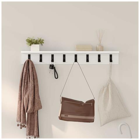 Appendiabiti a muro con lo scaffale Bianco 80 x 10.5 x 10.5 cm - Foto 2