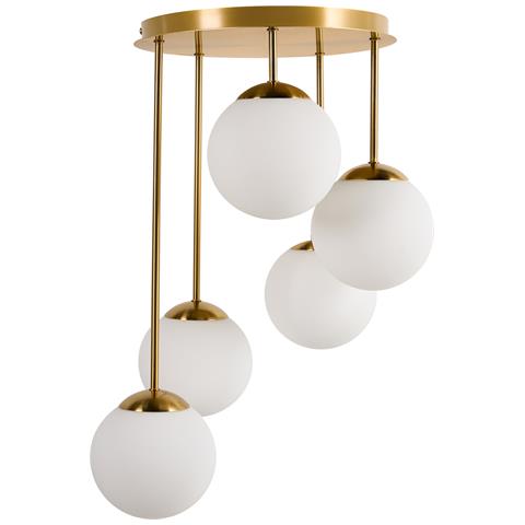 Lampadario A 5 Luci Riana Metallo Ottone - Foto 2