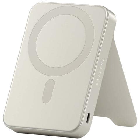 Batteria Esterna Magnetica 5000mah Magsafe & Qi2 Con Supporto Integrato, Beige - Foto 1