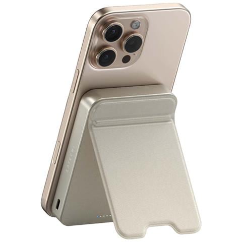 Batteria Esterna Magnetica 5000mah Magsafe & Qi2 Con Supporto Integrato, Beige - Foto 5