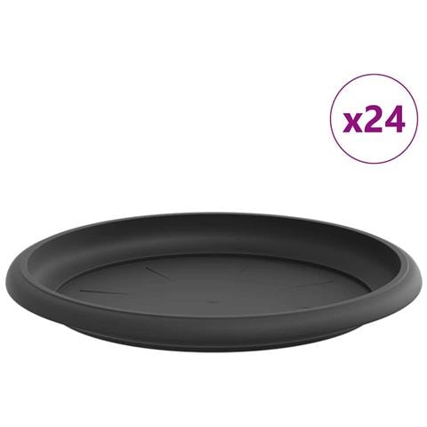 Vassoio Rotondo per Fiori 24 pcs Nero Ø 19 x 2 cm Plastica - Foto 1
