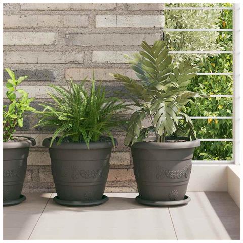 Vassoio Rotondo per Fiori 24 pcs Nero Ø 19 x 2 cm Plastica - Foto 2