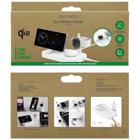 541368 Caricabatterie per dispositivi mobili Cuffie, Smartphone, Orologio intelligente Bianco AC Carica wireless Ricarica rapida Interno - Foto 2
