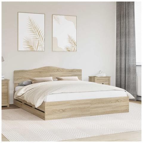 Struttura del letto con cassetto Rovere Sonoma 200 x 200 cm - Foto 2