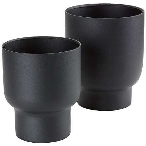 Set 2 Portavasi Fulda In Metallo Nero — Ø14 E Ø16 Cm - Foto 1