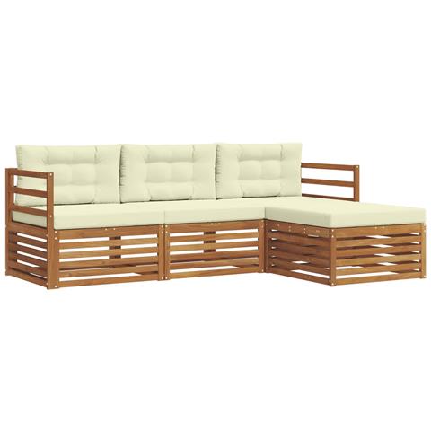 Set di divani da esterno con cuscino 4 pcs Naturale e Crema - Foto 1