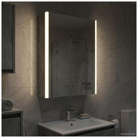 Mobiletto per specchio da bagno Grigio cemento - Foto 2
