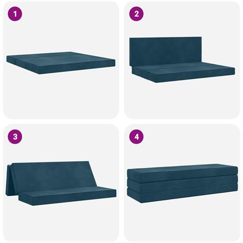 Divano Letto Pieghevole 180 x 67 x 45 cm Blu - Foto 9
