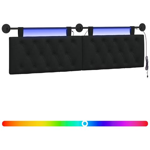 Testiera sospesa Con luce LED Nero Tessuto - Foto 1