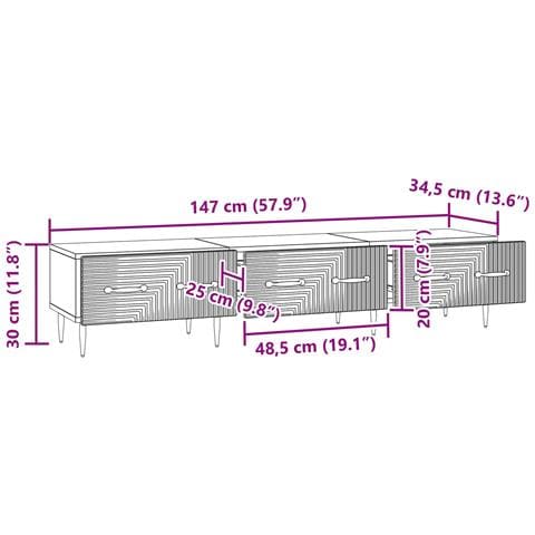 Mobile TV Grigio Sonoma 147 x 34,5 x 30 cm Legno ingegnerizzato - Foto 9