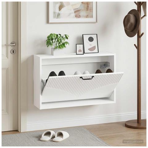 Mobiletto per Scarpe da Muro HOORN 71 x 17 x 43 cm Bianco - Foto 2